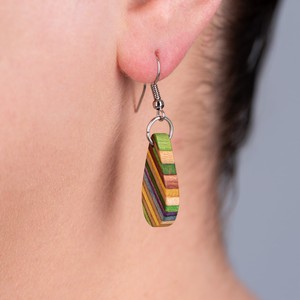 Teardrop Elegant Recycled Skateboard Dangle Earrings from Paguro Upcycle