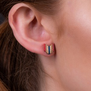 Arrow Colourful Recycled Skateboard Stud Earrings from Paguro Upcycle