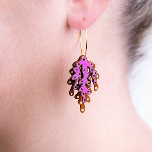 Coral Eco-friendly Recycled Wood & Gold Earrings from Paguro Upcycle