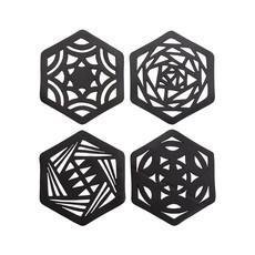 Hexagon Handcrafted Recycled Rubber Coaster - A set of 2 or 4 van Paguro Upcycle