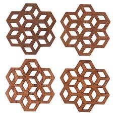 Cubix Geometric Upcycled Teak Wood Coasters - Set of 2 or 4 van Paguro Upcycle