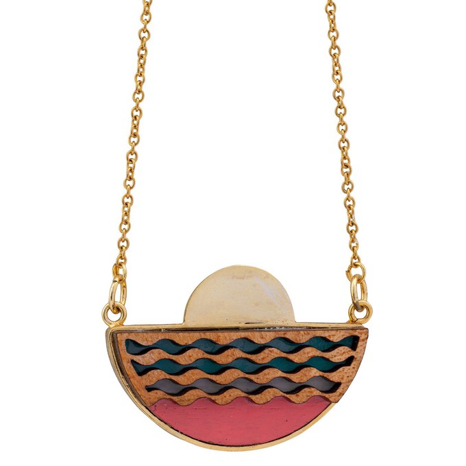 Sunset Recycled Wood Gold Necklace from Paguro Upcycle
