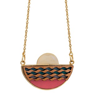 Sunset Recycled Wood Gold Necklace from Paguro Upcycle