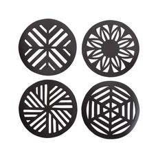Geometric Handcrafted Recycled Rubber Coasters - Set of 2 or 4 via Paguro Upcycle