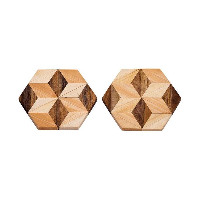 Handmade Hexagon Wooden Coasters (Set of 2 or 4) from Paguro Upcycle