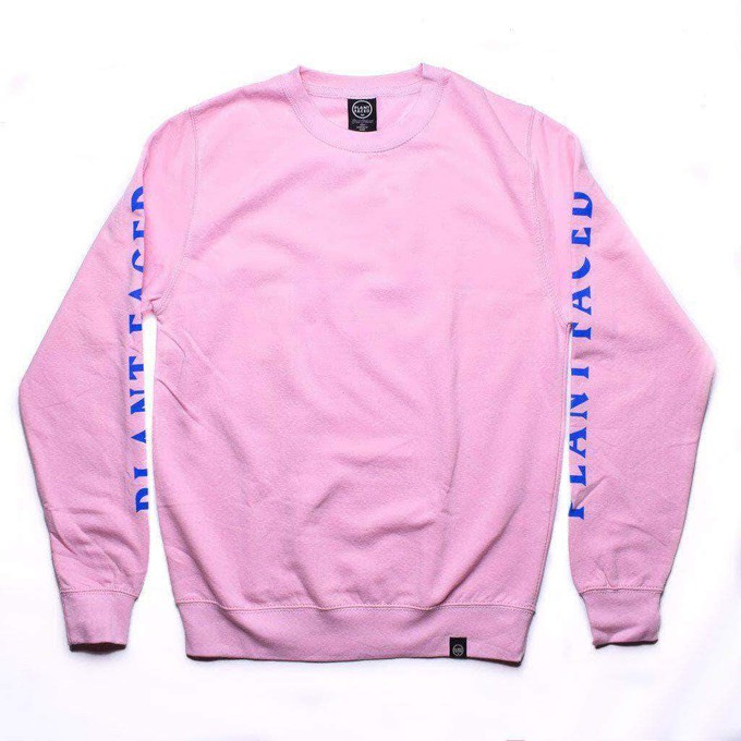 No Beef Sweater - Baby Pink x Electric Blue from Plant Faced Clothing