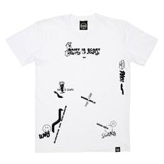 Dairy Is Scary Graffiti Collage Print - White T-Shirt via Plant Faced Clothing