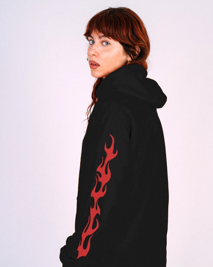 Eat Plants Goth Flames - Hoodie - Black - RECYCLED X ORGANIC from Plant Faced Clothing