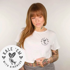Kale 'Em With Kindness - White Crop Top from Plant Faced Clothing