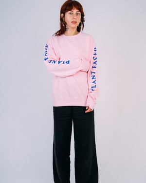 No Beef Sweater - Baby Pink x Electric Blue from Plant Faced Clothing