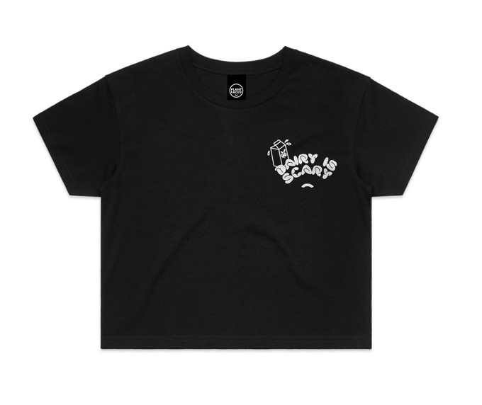 Dairy Is Scary - Black Crop Top from Plant Faced Clothing