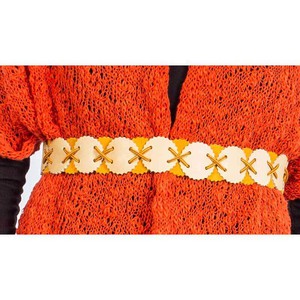 Belt Natural Yellow - Leather - Aboriginal Design + Handmade from Quetzal Artisan