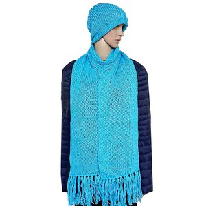 Scarf and Hat Sky Blue - Merino Wool and Organic Cotton from Quetzal Artisan