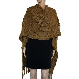 Poncho Shawl Green Ochre - Organic Wool - Fashionable & Warm from Quetzal Artisan Poncho Shawl Green Ochre - Organic Wool - Fashionable & Warm from Quetzal Artisan