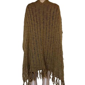 Poncho Shawl Green Ochre - Organic Wool - Fashionable & Warm from Quetzal Artisan Poncho Shawl Green Ochre - Organic Wool - Fashionable & Warm from Quetzal Artisan