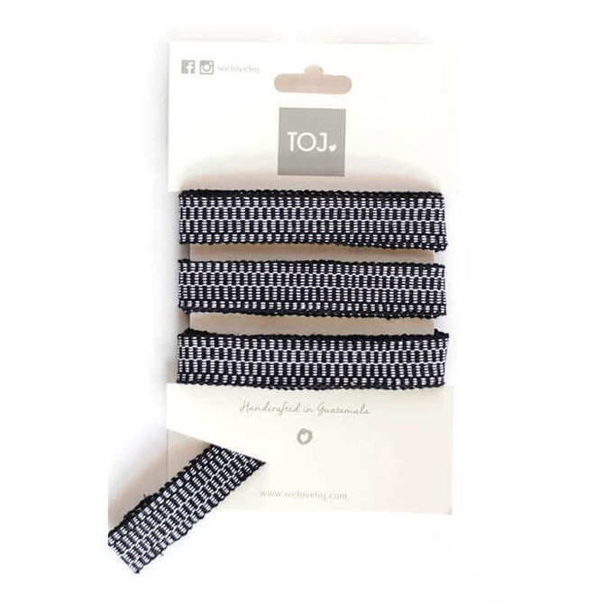 Sandals Black White - Lace Up - Cotton Straps - Fairtrade from Quetzal Artisan