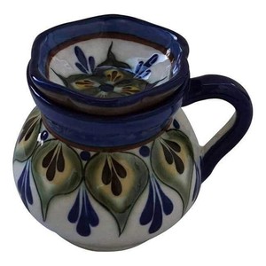 Mug Green with Small Saucer - Stoneware - Handmade and Fair from Quetzal Artisan