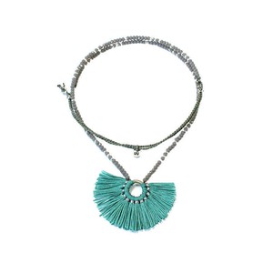 Fan Tassel Necklace Turquoise -  Beautiful and Fairtrade from Quetzal Artisan Fan Tassel Necklace Turquoise -  Beautiful and Fairtrade from Quetzal Artisan