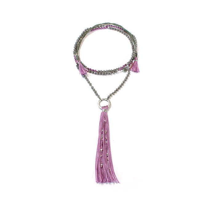 Tassel Necklace Lavender - Handmade, Beautiful and Fairtrade from Quetzal Artisan Tassel Necklace Lavender - Handmade, Beautiful and Fairtrade from Quetzal Artisan
