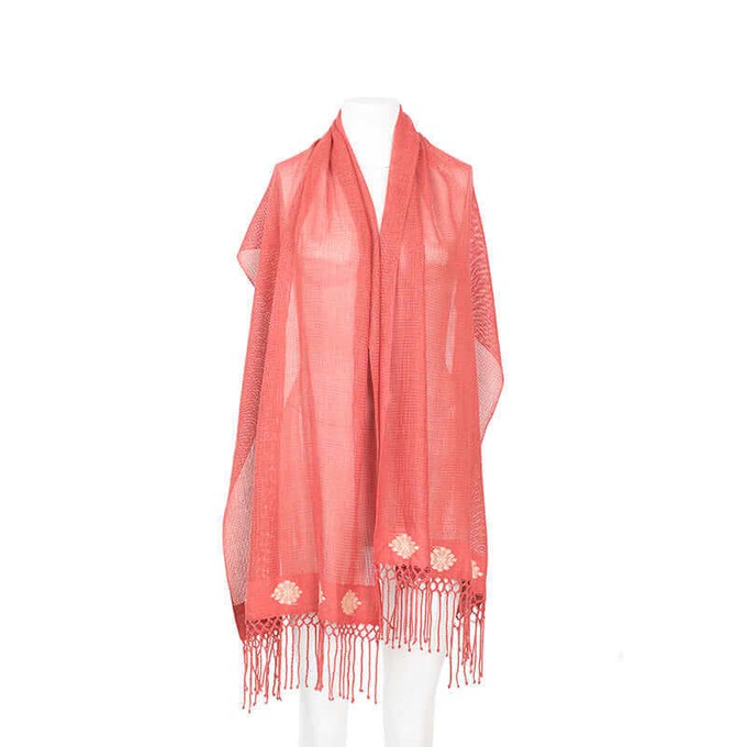 Shawl Coral Pink - Natural Cotton - Sustainable & Fairtrade from Quetzal Artisan