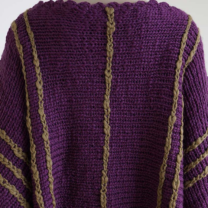 Poncho Plum Purple Ochre - Womens Eco Wool Fringed Poncho from Quetzal Artisan