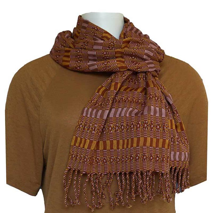 Scarf Brown - Cotton - Natural dyes - Ecofriendly & Fair from Quetzal Artisan