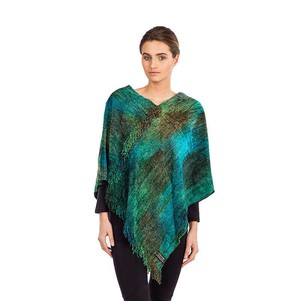 Poncho Green Blue - Organic Bamboo - Beautiful and Fairtrade from Quetzal Artisan
