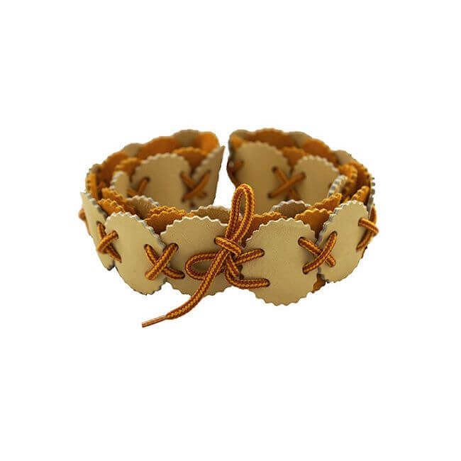 Belt Natural Yellow - Leather - Aboriginal Design + Handmade from Quetzal Artisan