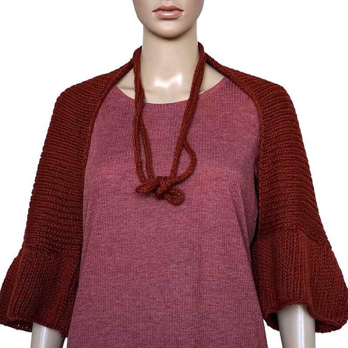 Bolero Scarf Bordeaux - Knitted Necklace - Stylish and Warm from Quetzal Artisan