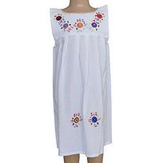 Cotton Girls Dress Daisys White 8 - 2-3 years - Pretty and Fairtrade van Quetzal Artisan