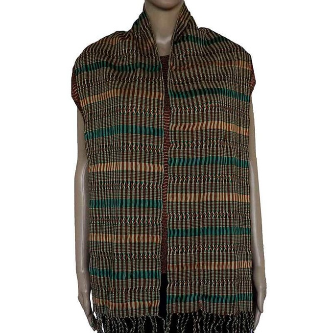 Scarf Green Brown - Natural Dyes - Ecofriendly and Fairtrade from Quetzal Artisan
