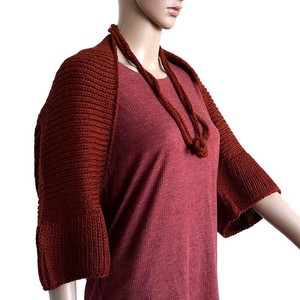 Bolero Scarf Bordeaux - Knitted Necklace - Stylish and Warm from Quetzal Artisan