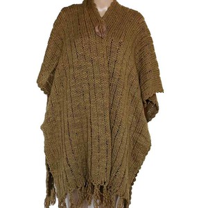 Poncho Shawl Green Ochre - Organic Wool - Fashionable & Warm from Quetzal Artisan Poncho Shawl Green Ochre - Organic Wool - Fashionable & Warm from Quetzal Artisan