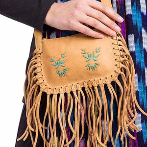 Shoulder Bag Brown Mooshide - Fringed Traditional Native Bag from Quetzal Artisan