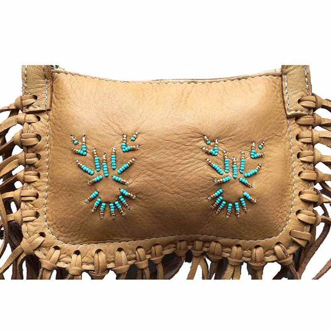 Shoulder Bag Brown Mooshide - Fringed Traditional Native Bag from Quetzal Artisan
