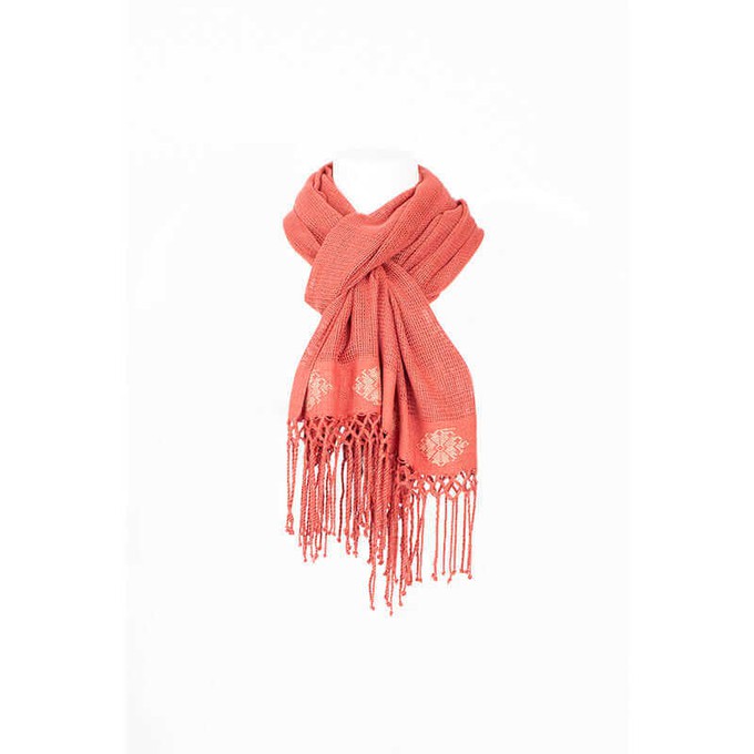Shawl Coral Pink - Natural Cotton - Sustainable & Fairtrade from Quetzal Artisan