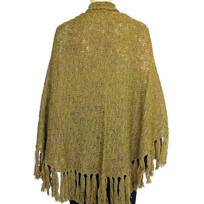 Poncho Shawl Green Olive - Alpaca Wool Triangel Shawl from Quetzal Artisan Poncho Shawl Green Olive - Alpaca Wool Triangel Shawl from Quetzal Artisan