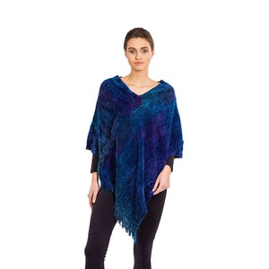 Poncho Blue Purple - Organic Bamboo Chenille - Fairtrade from Quetzal Artisan