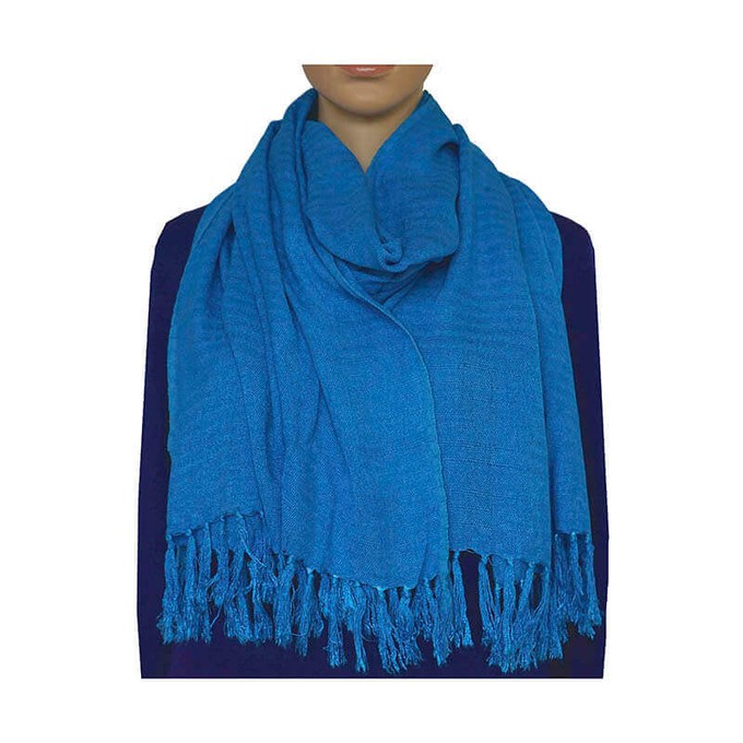 Shawl Light Blue - Natural Dyes - Ecofriendly & Fairtrade from Quetzal Artisan