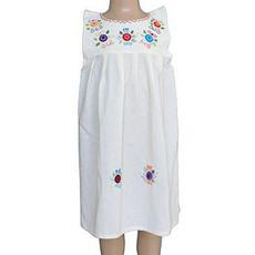 Cotton Dress Daisy's cream 8 - 2-3 years - Lovely and Fairtrade van Quetzal Artisan