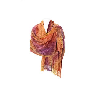 Shawl Coral Gold - Bio Bamboo Chenille - Beautiful & Fair from Quetzal Artisan