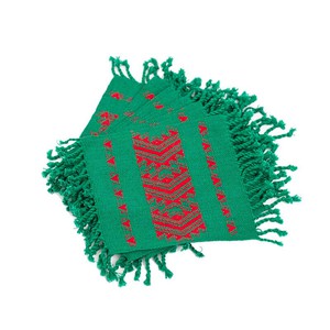 Green Red Coasters - Set of 6 - Mayan Design - Fairtrade from Quetzal Artisan