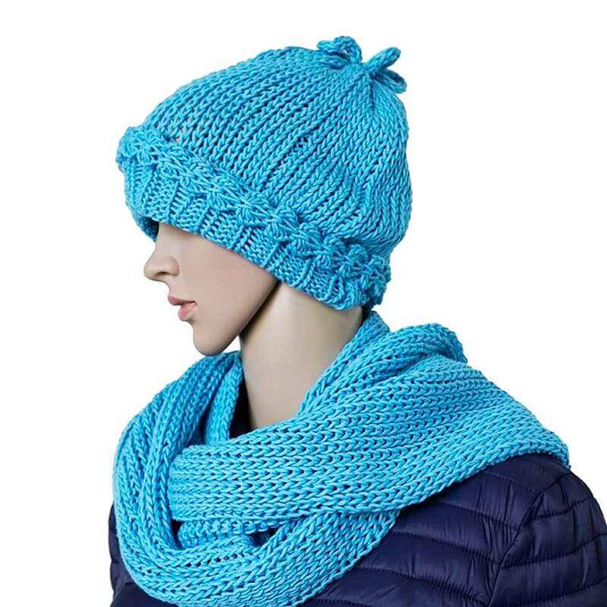 Scarf and Hat Sky Blue - Merino Wool and Organic Cotton from Quetzal Artisan