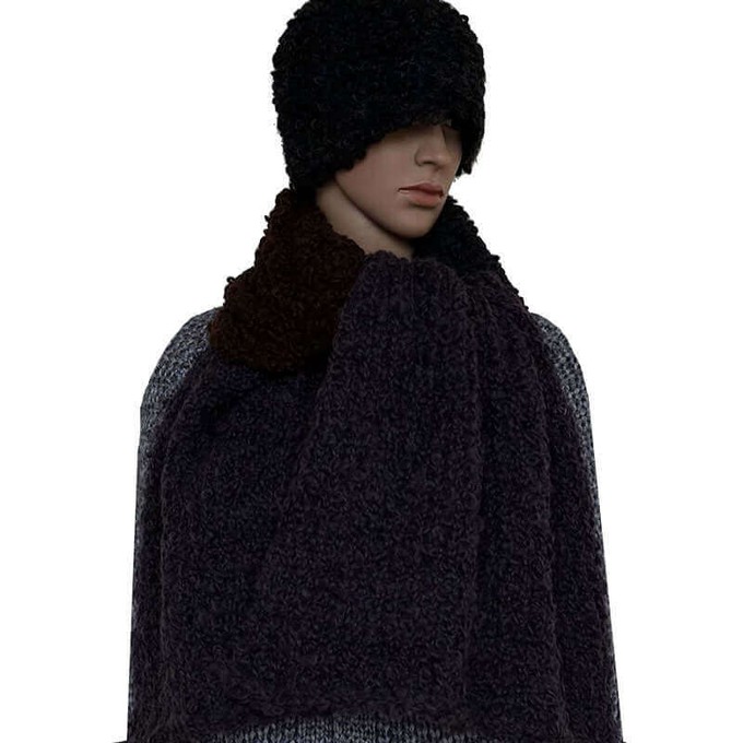 Scarf and Hat Boucle Charcoal - Alpaca Wool - Stylish & Warm from Quetzal Artisan