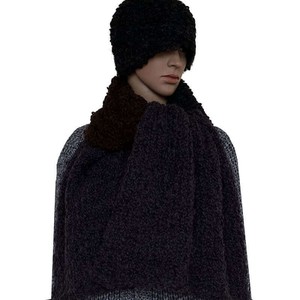 Scarf and Hat Boucle Charcoal - Alpaca Wool - Stylish & Warm from Quetzal Artisan