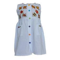 Cotton Dress Brown Flowers 4 - Ages 1-2 years - Lovely and Fairtrade van Quetzal Artisan