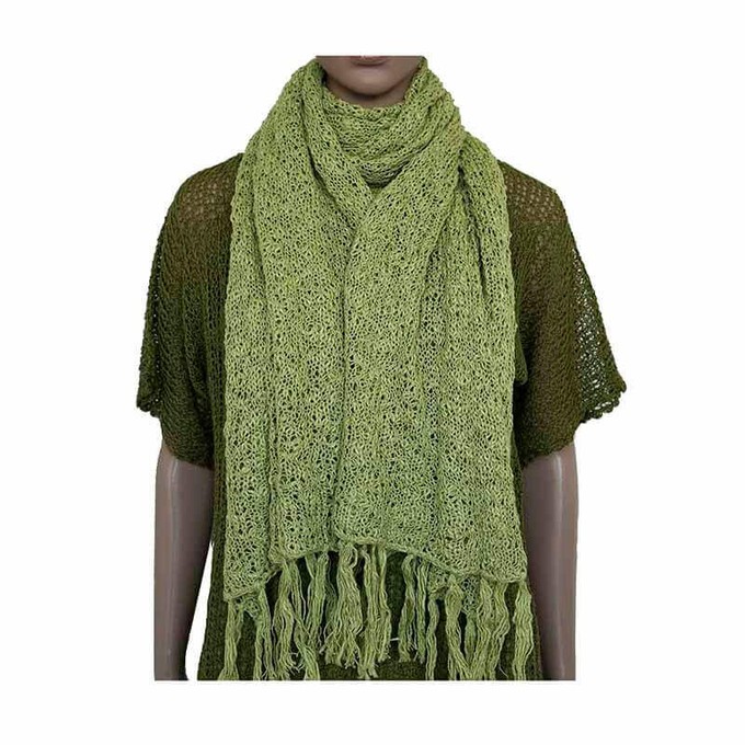 Shawl Spring Green - Handwoven with Organic Pima Cotton from Quetzal Artisan