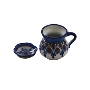 Mug Blue with Small Saucer - Handmade - Lovely and Fairtrade from Quetzal Artisan