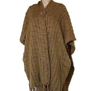 Poncho Shawl Green Ochre - Organic Wool - Fashionable & Warm from Quetzal Artisan Poncho Shawl Green Ochre - Organic Wool - Fashionable & Warm from Quetzal Artisan