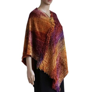 Poncho Golden Coral - Organic Bamboo - Handmade & Fairtrade from Quetzal Artisan